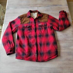 Field & Stream Sherpa Lined Flannel Shacket Red Plaid Jacket Men’s SM